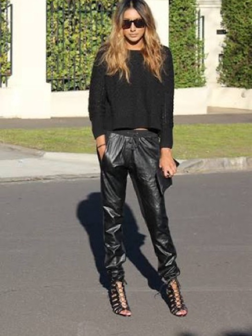 Zara Faux Leather Black No Zip/tie Pull-up Joggers With Side Pockets In Size XS